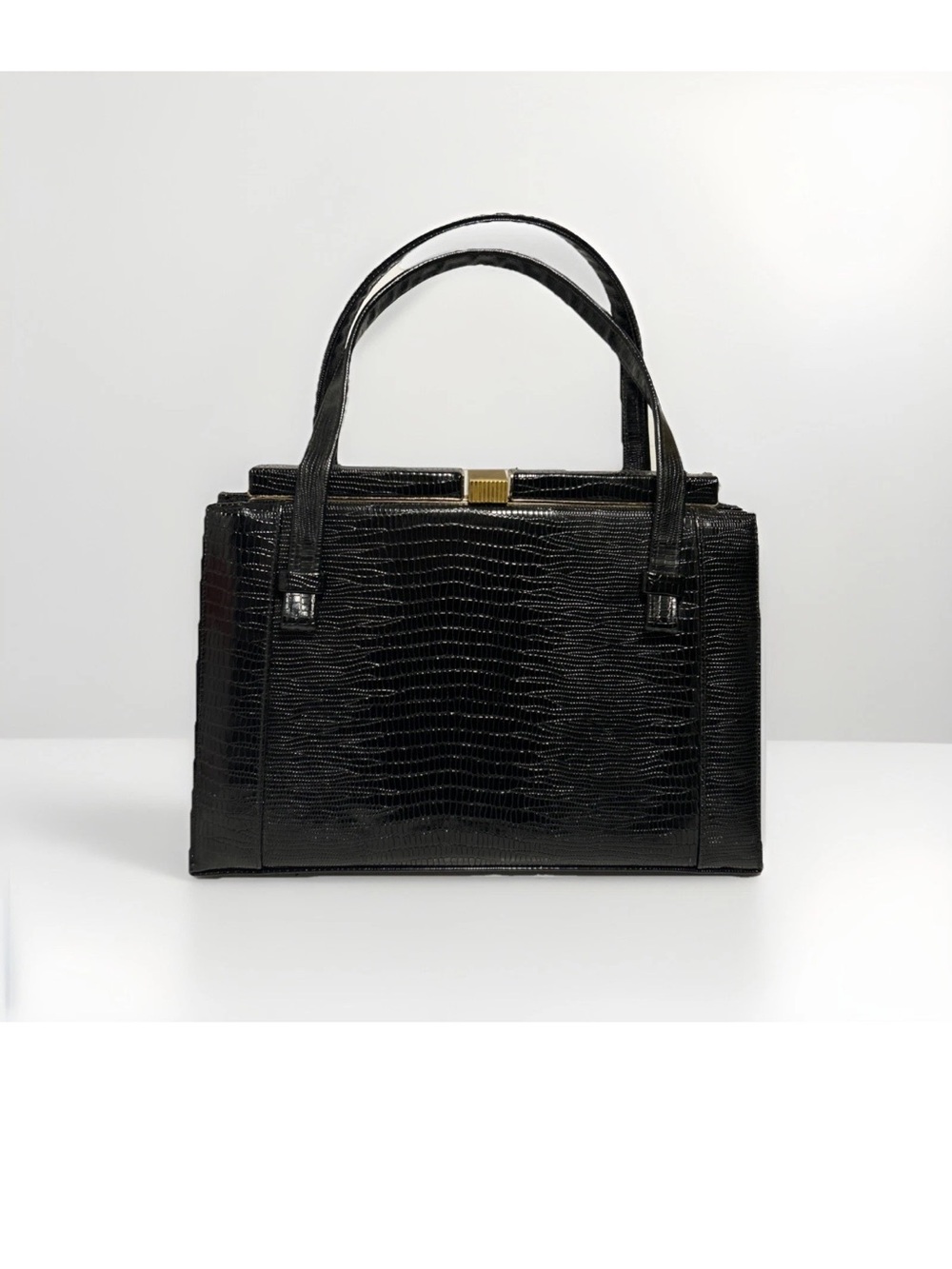 Vintage 1950’s-1960’s Lizard Leather Reptile Skin Structured Bag Rare Classic
